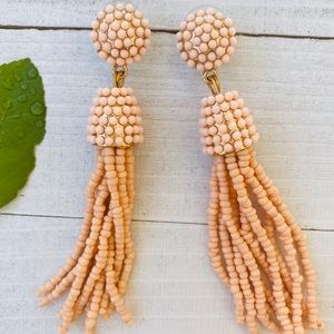 Peach Beaded Tassel Earrings